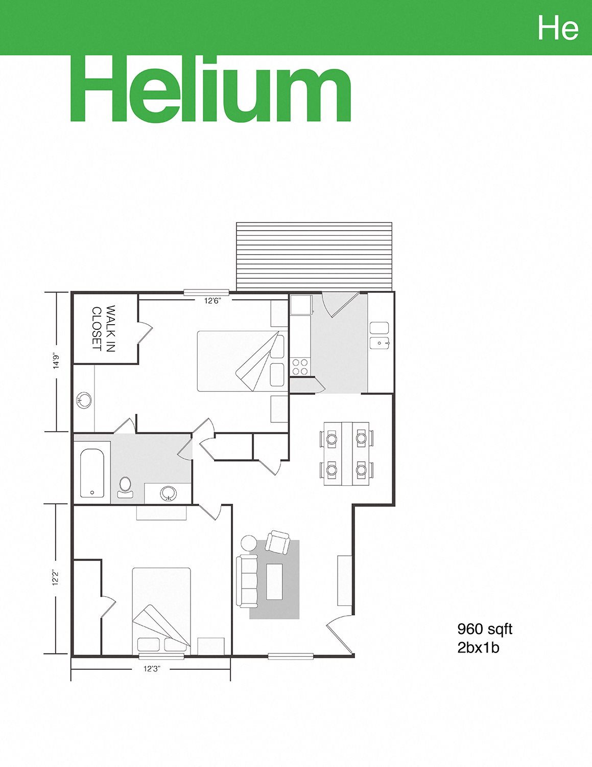 2 Bedrooms 1 Bathroom B Floor Plan 2 Bedrooms 1 Bathroom B Floor Plan at The Element Austin, Austin, Texas